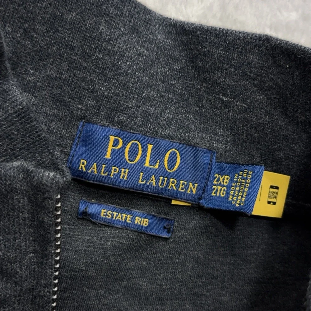 Polo Ralph Lauren 1/4 Zip Men's 2XB Estate Rib Grey Pullover Sweater Jacket Knit
